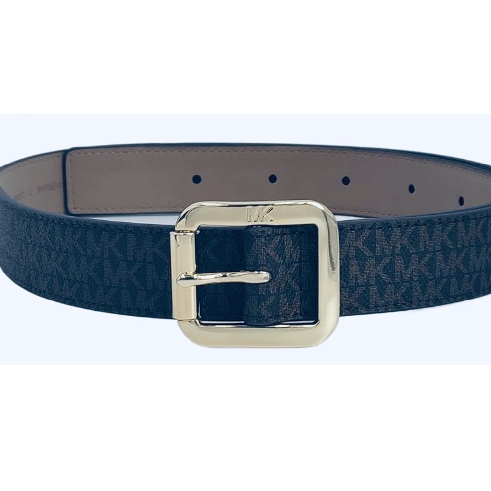 Michael Kors Stylish Black Belt with Gold Buckle size L‎